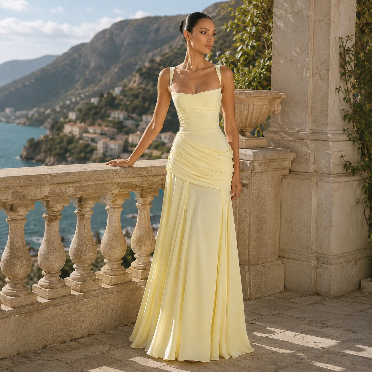 Backless Draped Maxi Dress