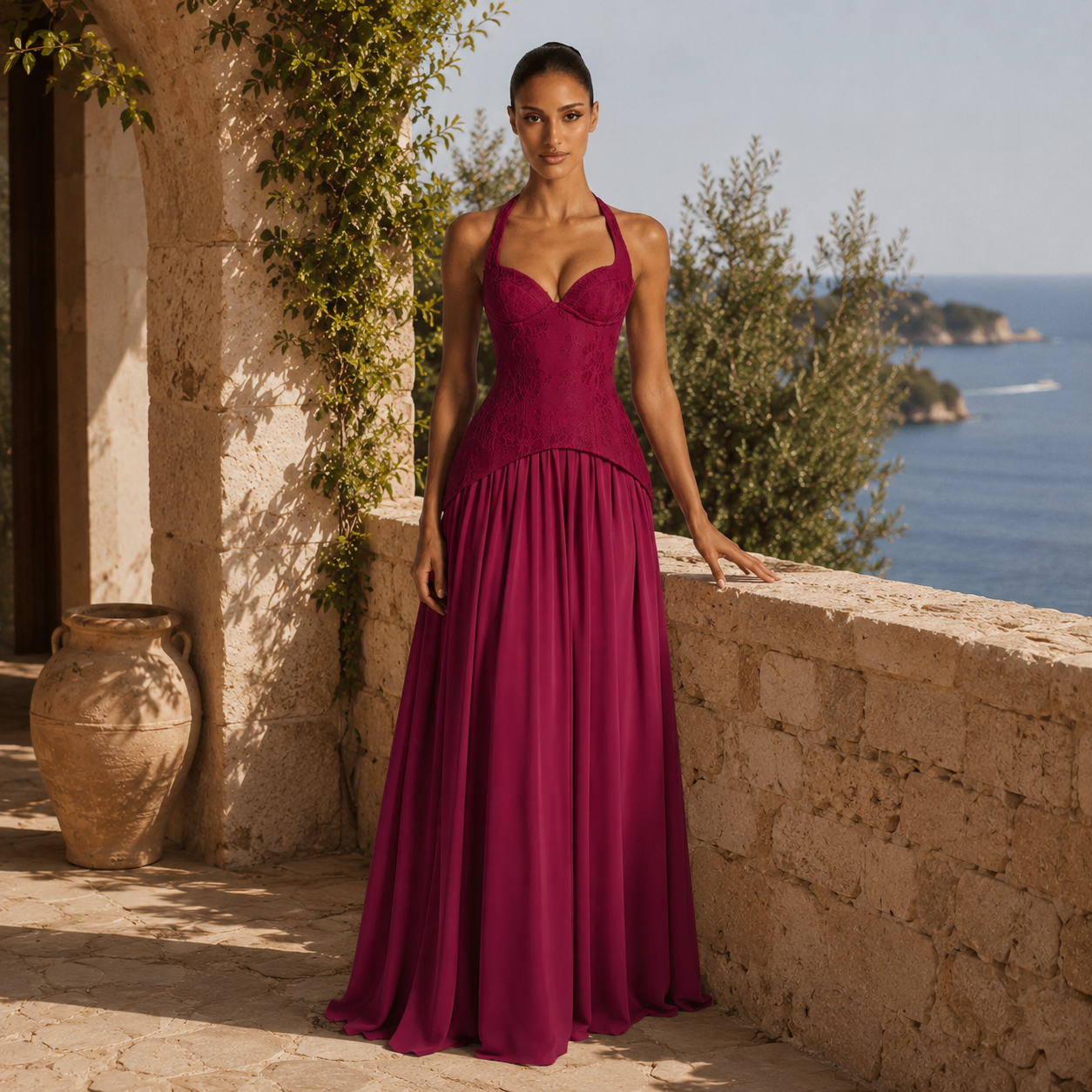 Elegant Halter Bandage Maxi Dress