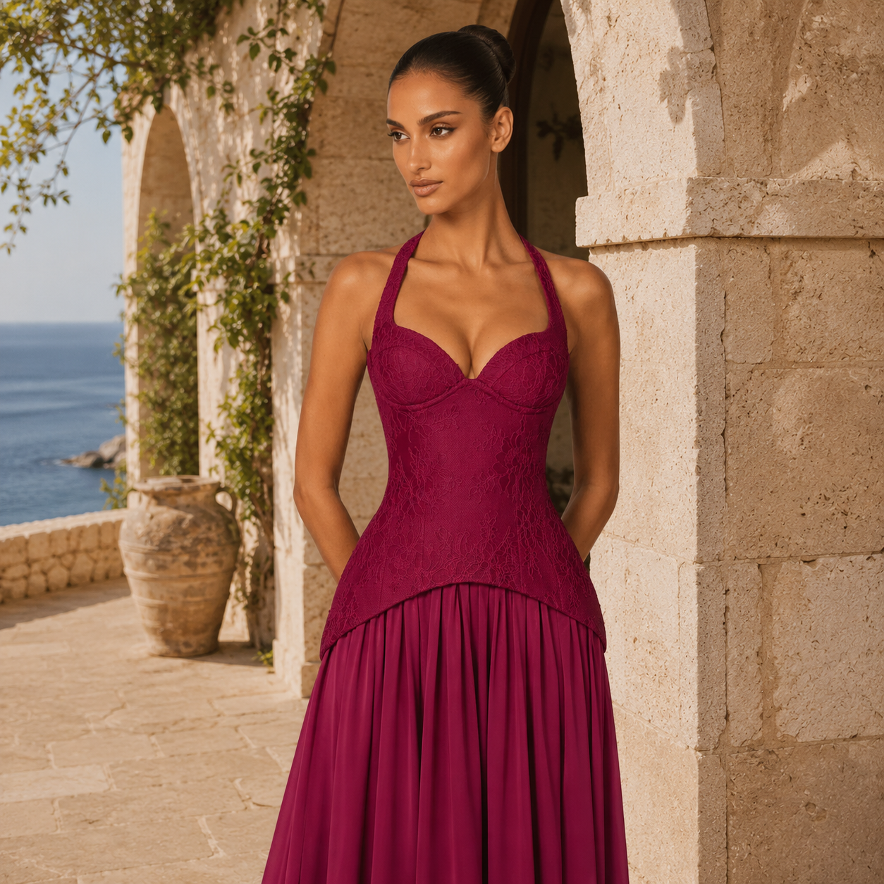 Elegant Halter Bandage Maxi Dress